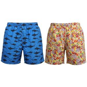 Men’s 2-Pack Quick-Dry Swim Trunks Mesh Liner Beach Board Swim Shorts, 2-Pockets